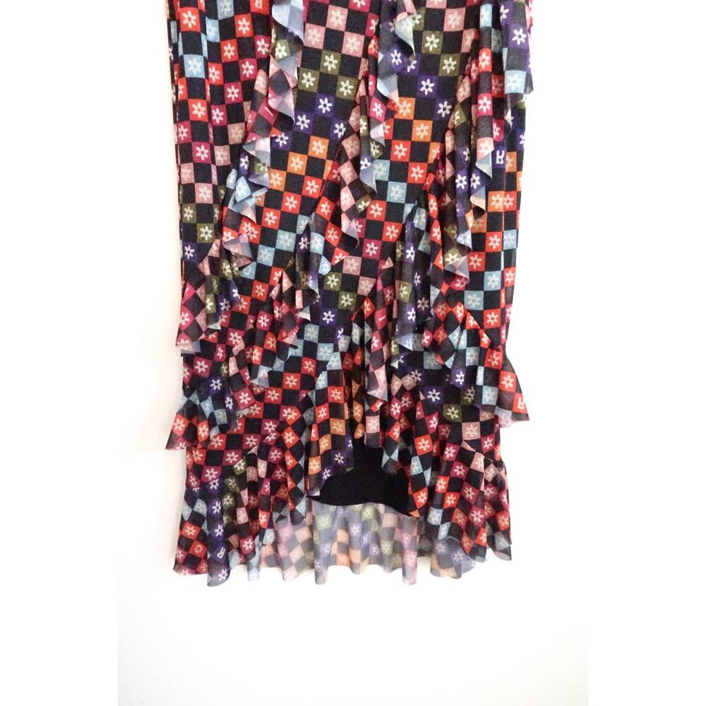 FARM RIO Mesh Check Midi Maxi Ruffle Tiered Skirt Anthropologie S NWT $160 - Picture 4 of 11